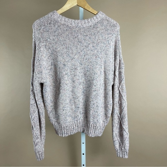 Juniors XL Confetti Cable Knit Sweater Blush Pink Neutral Time And Tru Holiday - Picture 3 of 10